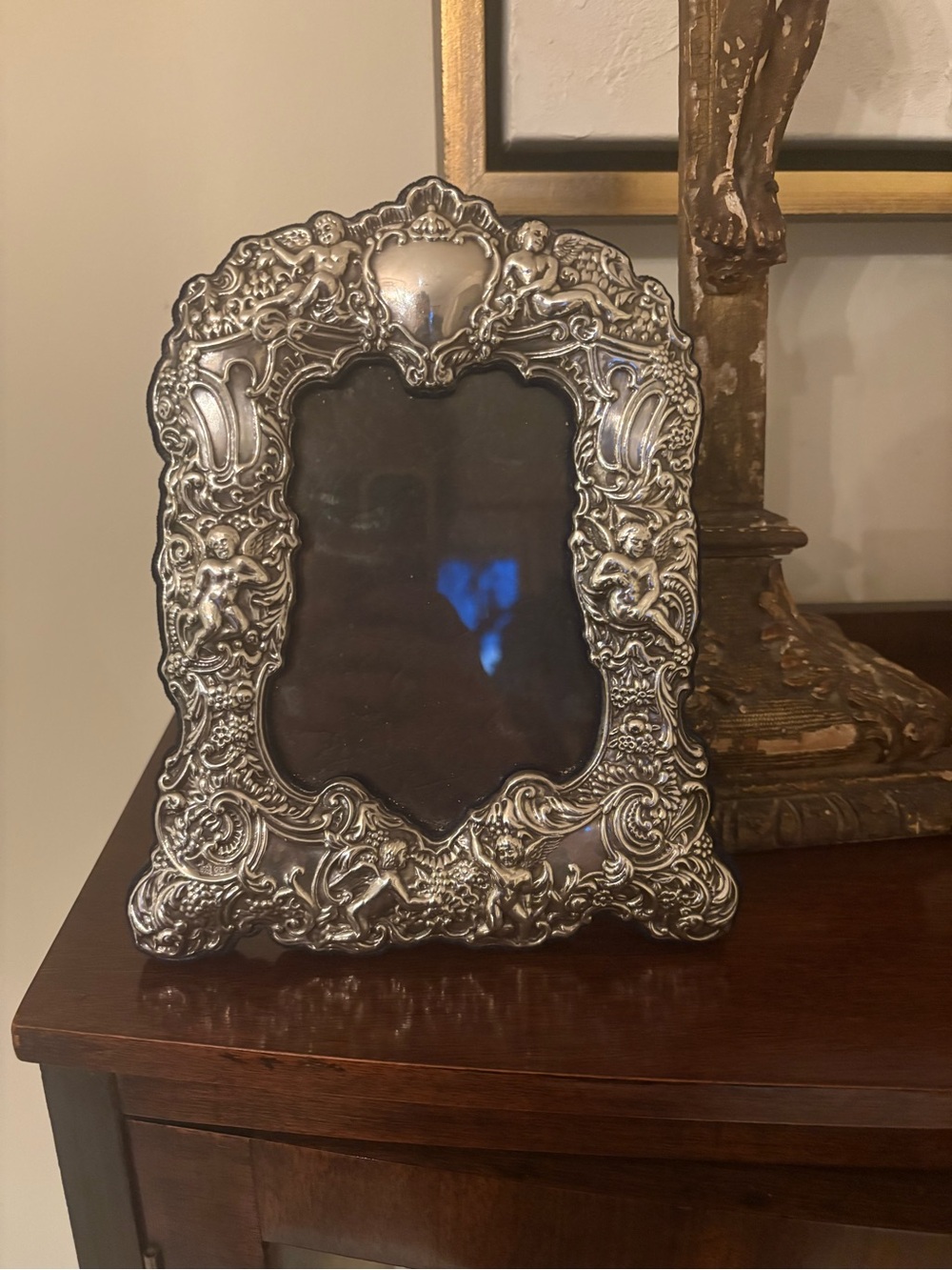 Ornate Sterling Silver Decorative Picture Frame - Silver